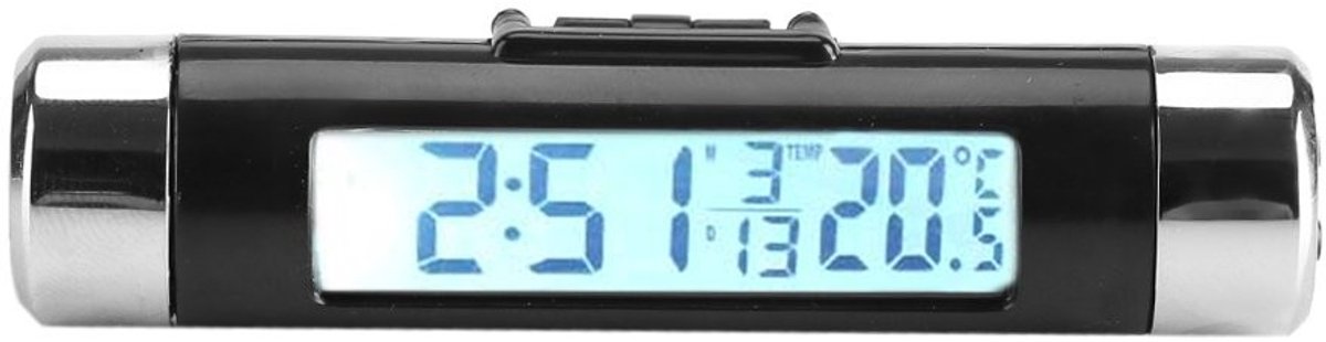 Dailygoods - Digitale Thermometer en Klok voor Auto - LCD Backlight - Nauwkeurige Temperatuurmeting - Compact en Handig - Geschikt voor Auto's - 3-in-...