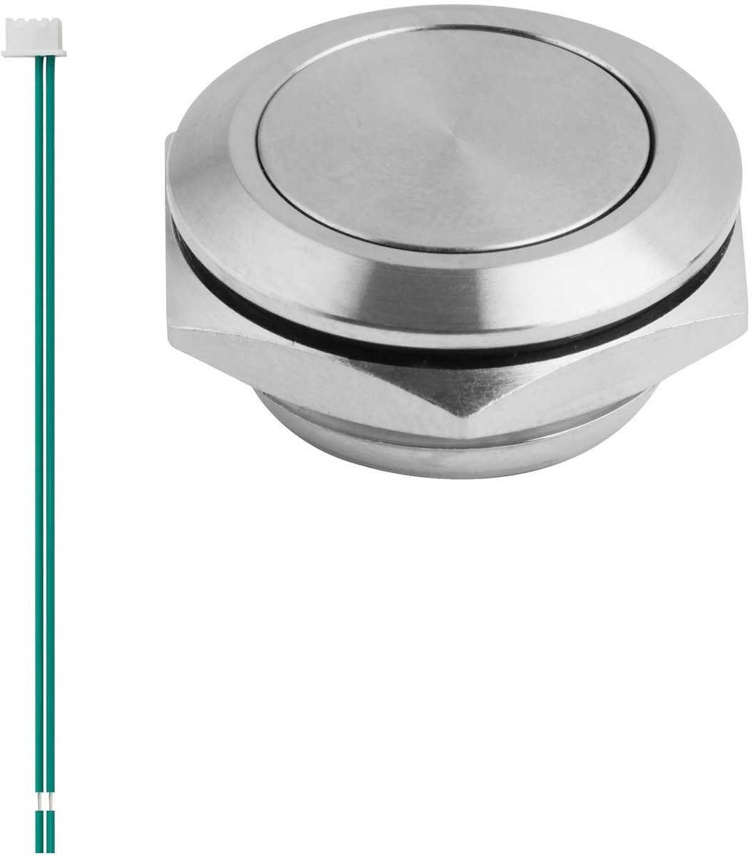 Dailygoods- Drukknop IP67 Waterdicht - Roestvrij Staal - Ultraplat - Inbouwdiameter Ø 19 mm - Lange Levensduur - Touch-Schakelaar