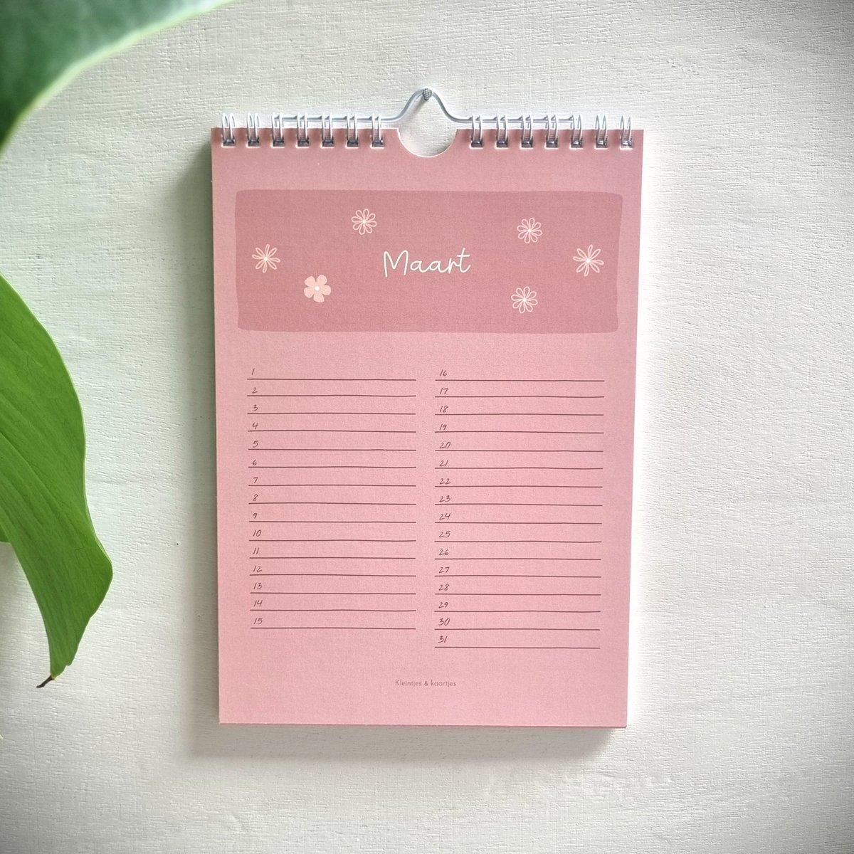 Verjaardagskalender bloemetjes design - A5 formaat - Ringband kalender - Wandkalender - Geen jaartal