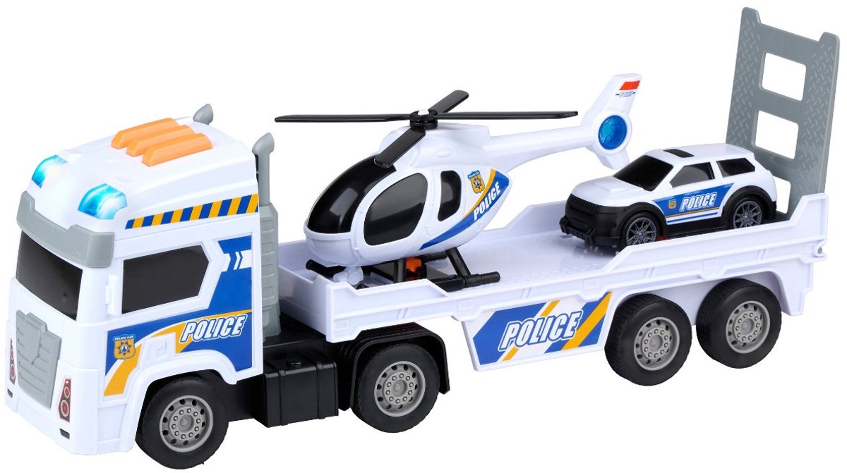 Gearbox Politie Vrachtwagen Set - Politieauto, Helikopter en Vrachtwagen