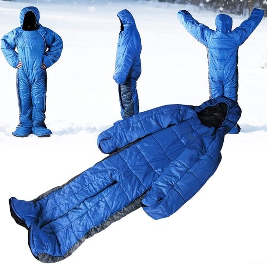 Menselijke Slaapzak - Humanoïde Slaapzak - Kamperen Buiten - Met Teen Ventilatie - XL - Blauw-grijs — afbeelding 3