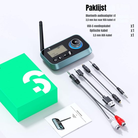 KAD® Bluetooth Adapter - 3-in-1 Bluetooth TV-adapter - Bluetooth Receiver - Bluetooth Transmitter - Zwart - 11cm x 10cm x 3cm van kad — afbeelding 4