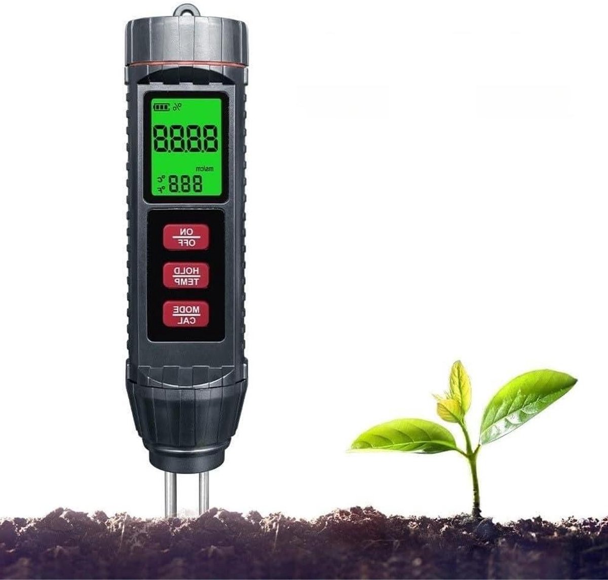 Bodem Geleidbaarheidsmeter - Vocht Temperatuur Tester - Tuinonderhoud - Triple Parameter Meting - 24 x 6 x 6 cm - Zwart