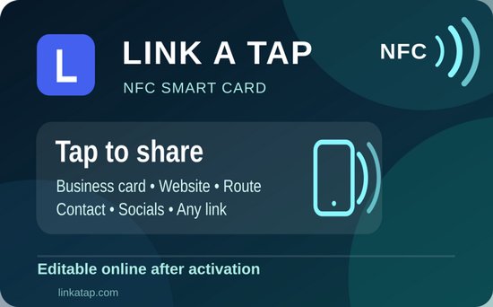 Maptah NFC-kaart – Digitale Visitekaart – Aanpasbaar voor Contact, Website en Route, Tags