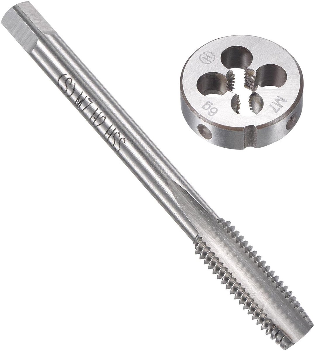 Dailygoods- Tap- en Matrijzenset M7 x 1 mm - Heavy-duty - Schroefdraadmeter - Precisie Snijden - Reparatie - Optimale Resultaten - Schroefdraadset