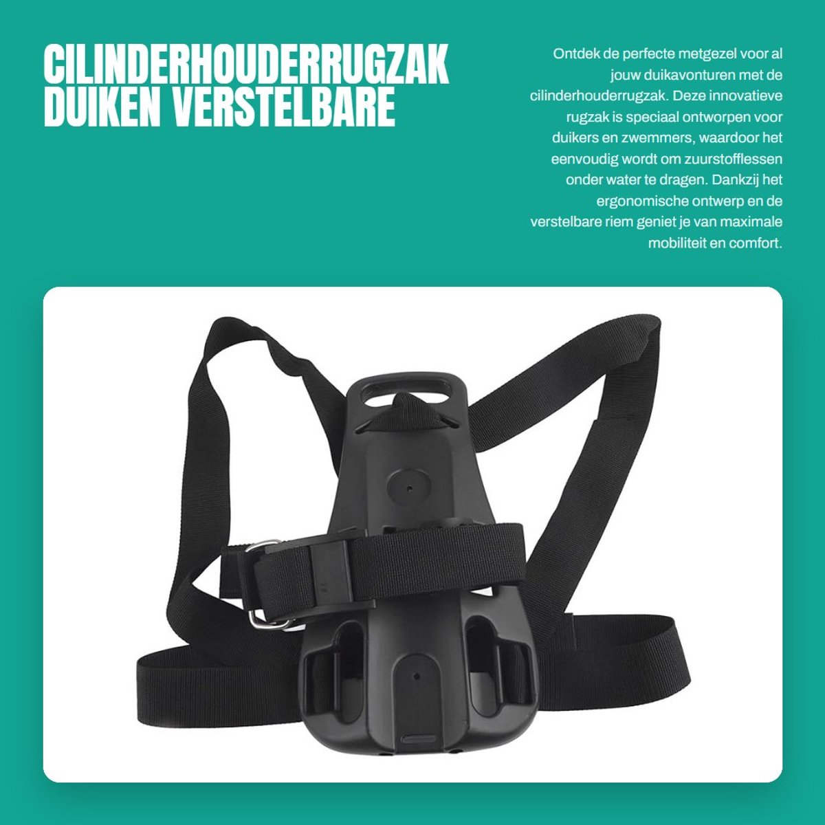 Dailygoods- Cilinderhouderrugzak - Antislipontwerp - Verstelbare Riem - Ondersteuning voor Zuurstofflessen - Duiken - Onderwateractiviteiten - Duikrugzak