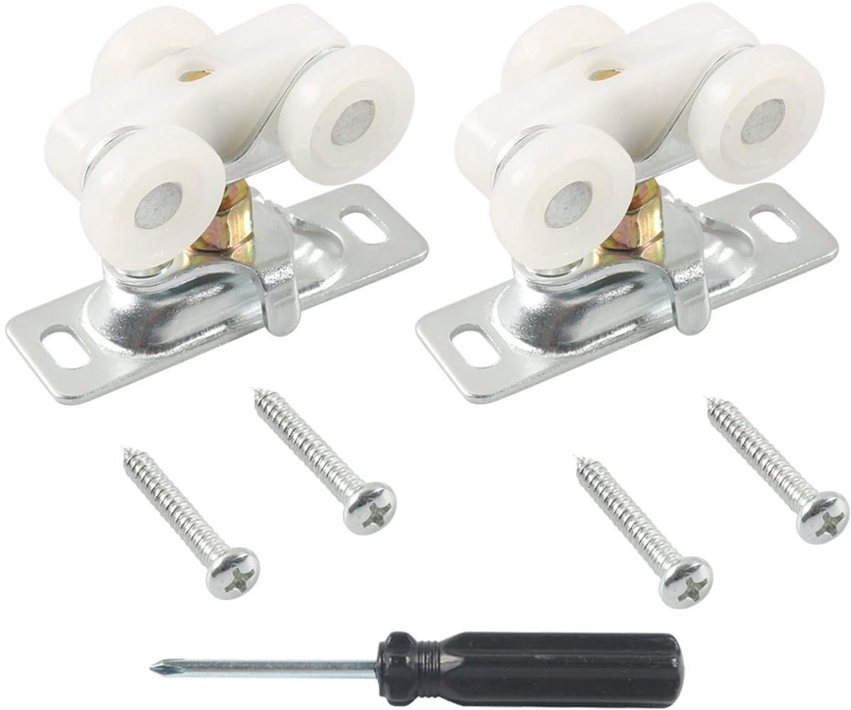 Dailygoods- Schuifdeurwielen 3/4 inch - Stil en gelijkmatig glijden - IJzer/PP - Voor kastdeuren - Geschikt voor 1-3/8 inch deuren - Afmetingen 57 x 19 mm - Deurrad
