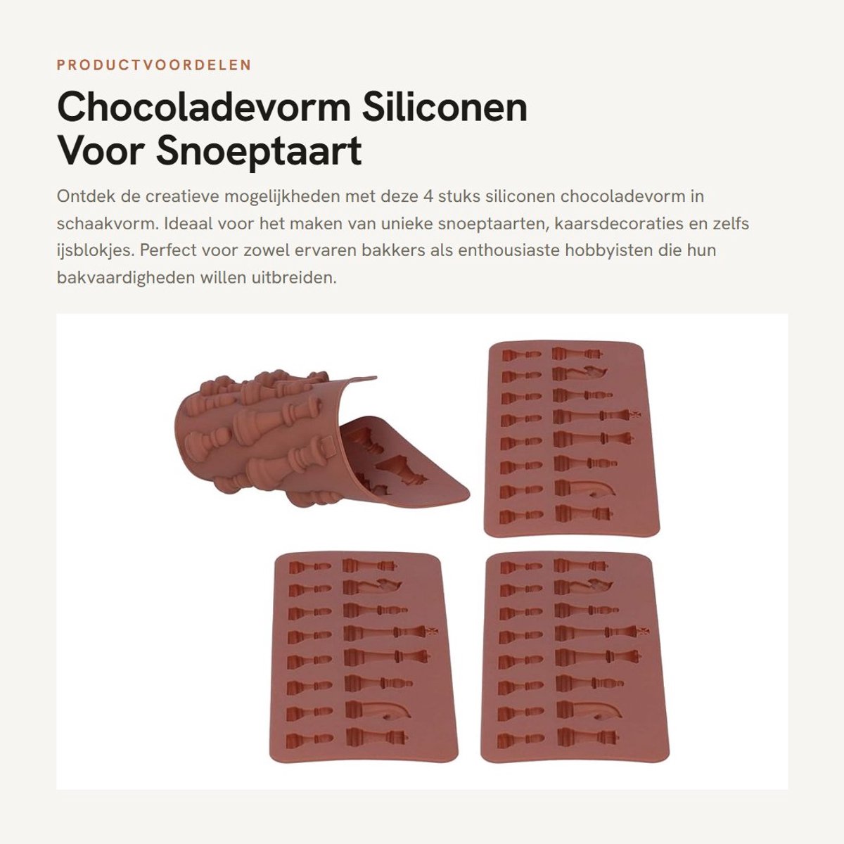 Dailygoods- Chocoladevorm 4 Stuks - Siliconen Bakvorm - Fondantvorm - IJsblokjesvorm - Doe-het-zelf Decoratie - Hoogwaardig Materiaal