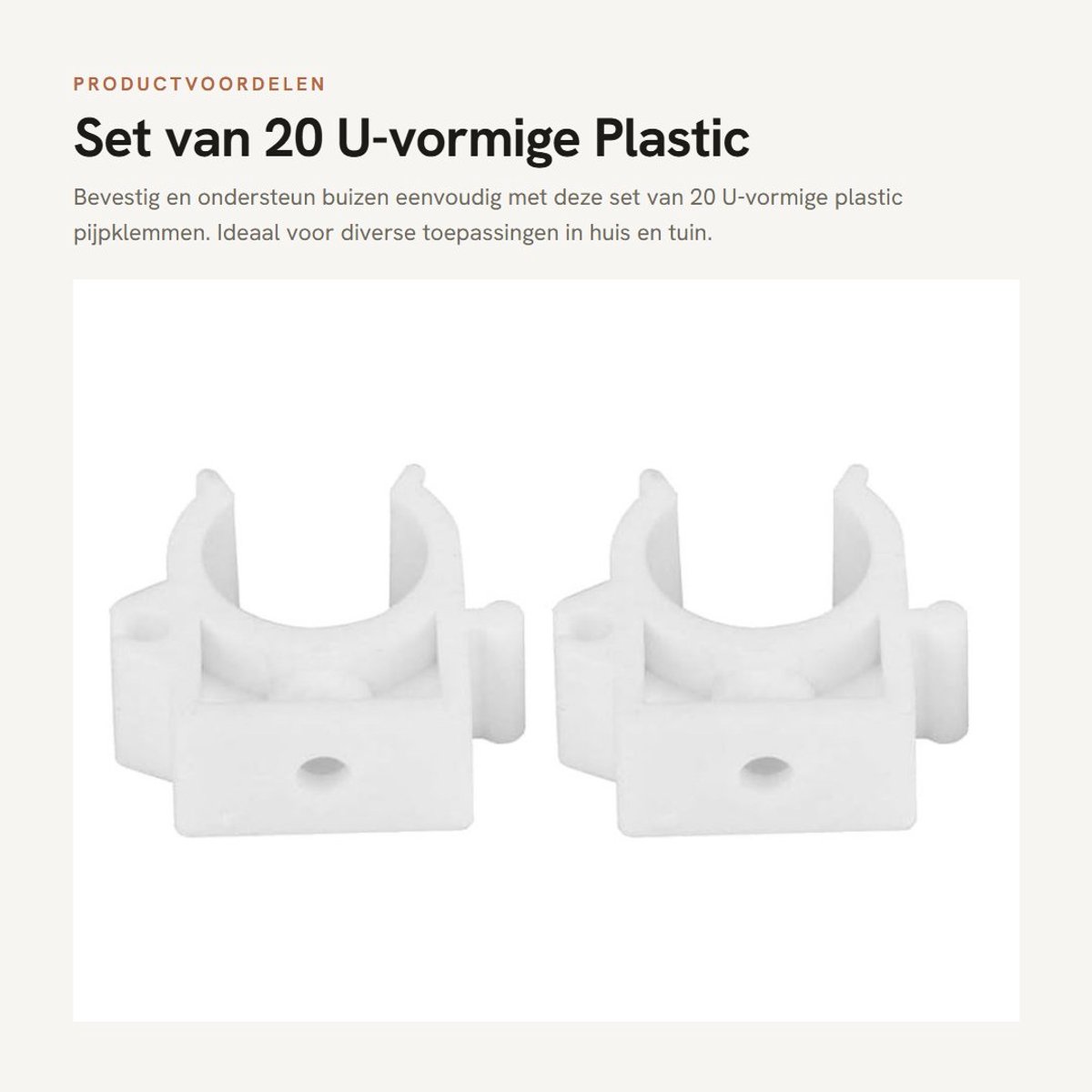 Dailygoods- Pijpklem 20 Stuks - U-vormige Klem - Hoogwaardig PPR-materiaal - Eenvoudige Installatie - Multifunctioneel Gebruik - Slijtvast en Duurzaam - Buisklem