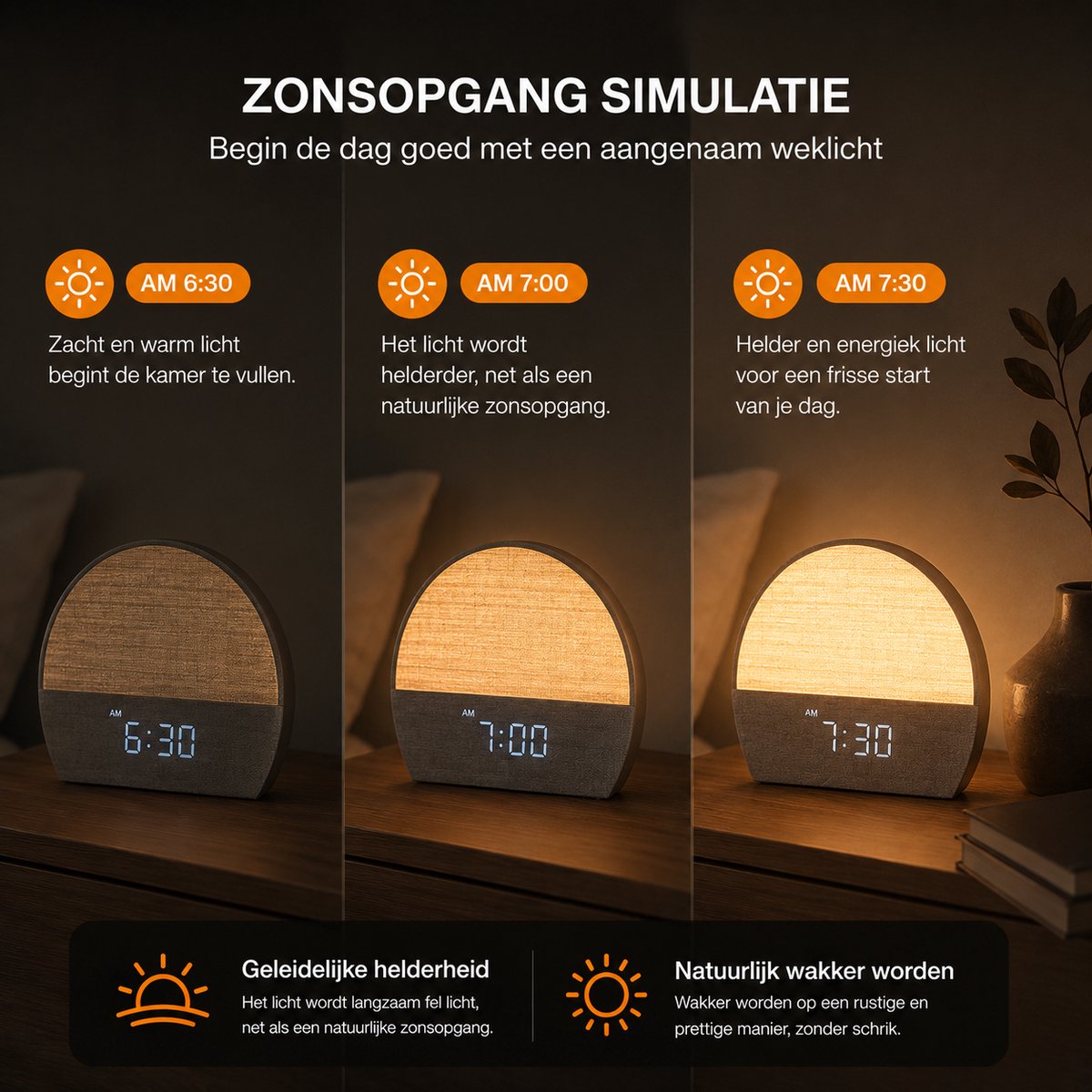 Wake up Light - Digitale wekker - Wekkerradio - licht wekker — cadeau in Wonen & Interieur - foto 4