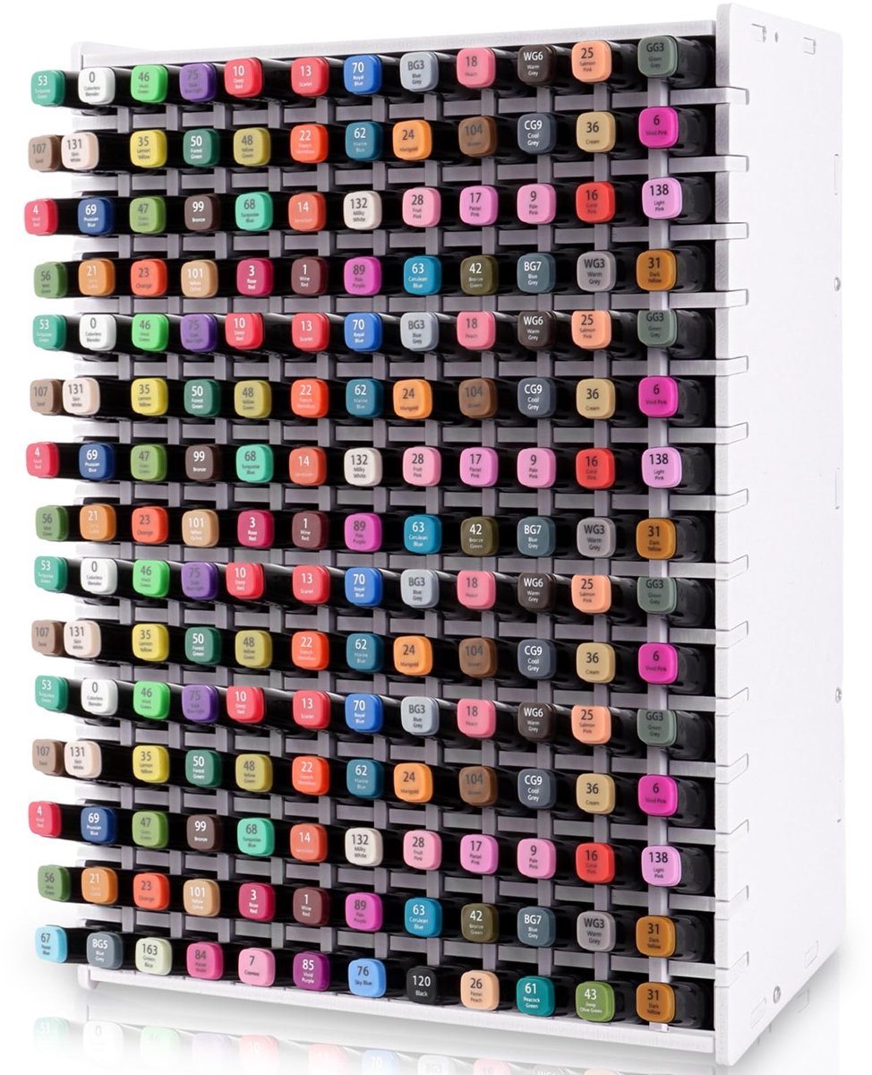 Dailygoods- Pennenorganizer Robuust PVC - Bureau Organizer - Opbergrek voor 180 Markers - Verstelbare Scheidingswanden - Ruimtebesparend Design - Duurzaam Materiaal - Pennenhouder