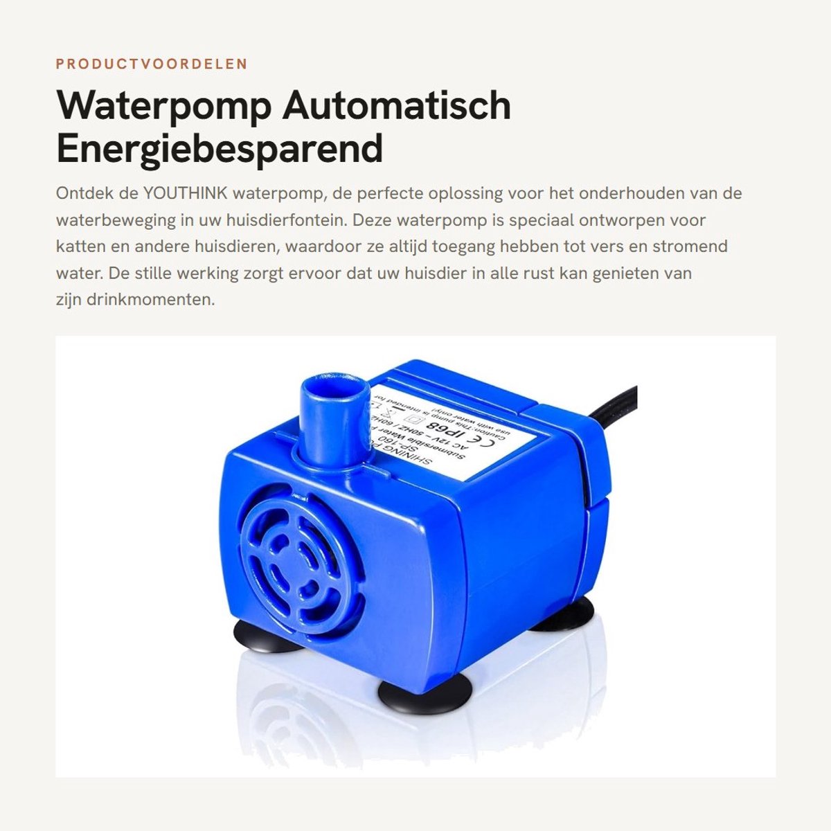 Dailygoods - Waterpomp - Automatisch - Energiebesparend - Blauw - Voor huisdieren - Ideaal voor fontein - Voor katten