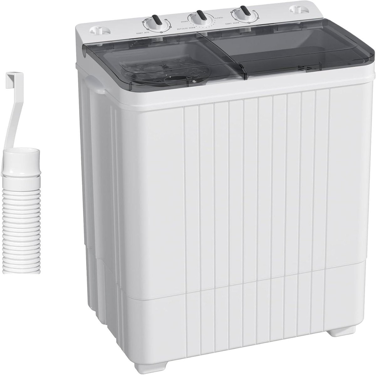 Draagbare Wasmachine Compacte Twin Tub Thuis Wassen Dubbele Wasbak 127 kg Capaciteit Grijs