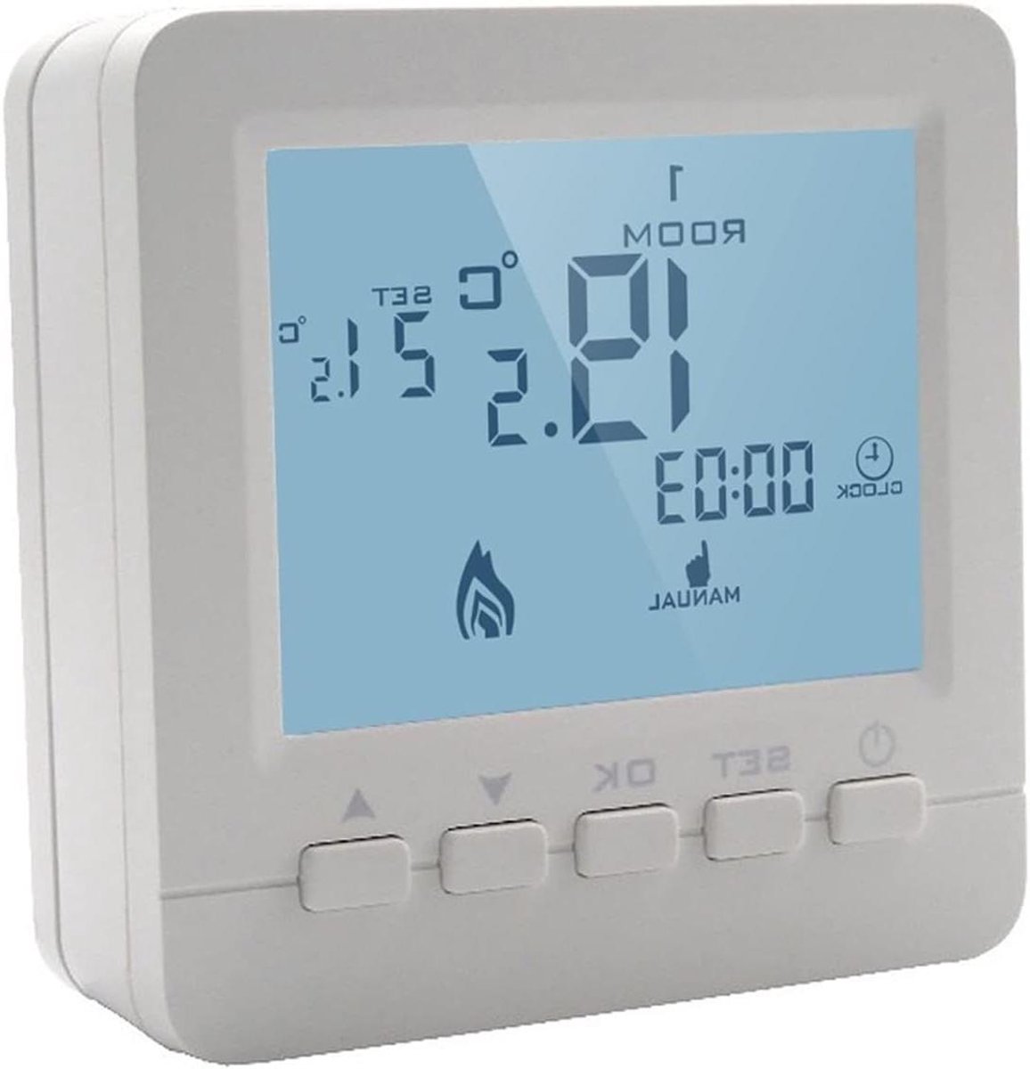 Thermostaat Vloerverwarming - Temperatuurregelaar - Comfort Verhoging - Ingebouwde Sensor - 86x86mm - Wit