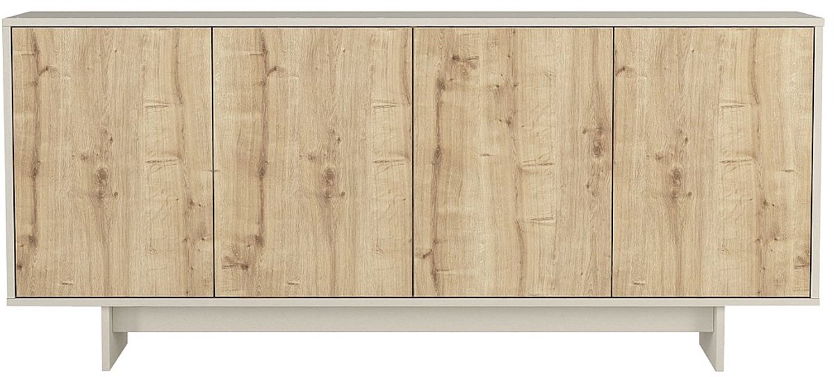 Vente-unique Dressoir met 4 deuren - Licht naturel en Beige - ZEFYNA Beige, Natuurlijk licht