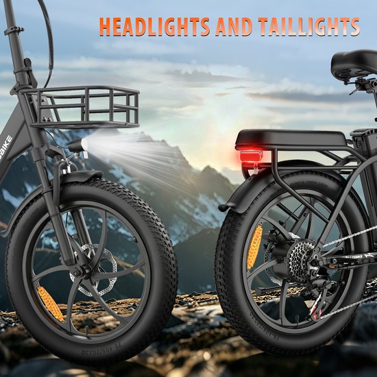 ALLGOBIKE AC20 Elektrische Fiets - 20*3.0 Inch Fat Tire City Commuter E-Bike - 48V 20Ah Lithium Batterij - Opvouwbaar -250W Motor - 7 Versnellingen - Wit — afbeelding 4