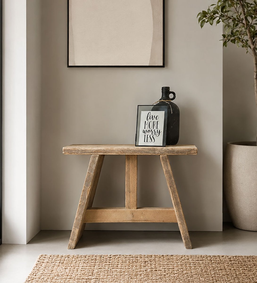 steigerhouten krukje - Bankje - Gebruikt hout - 50x19,5x47 cm