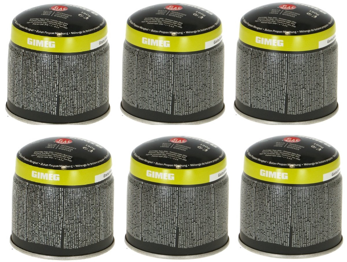 Gimeg Prik Gascartouche 190gr - Set van 6 - Mengsel van butaan en propaan - Veilig en gebruiksvriendelijk