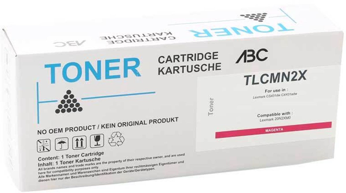 ABC huismerk toner voor Lexmark 20N2HM0 magenta 6700 paginas CS431dw CX431adw