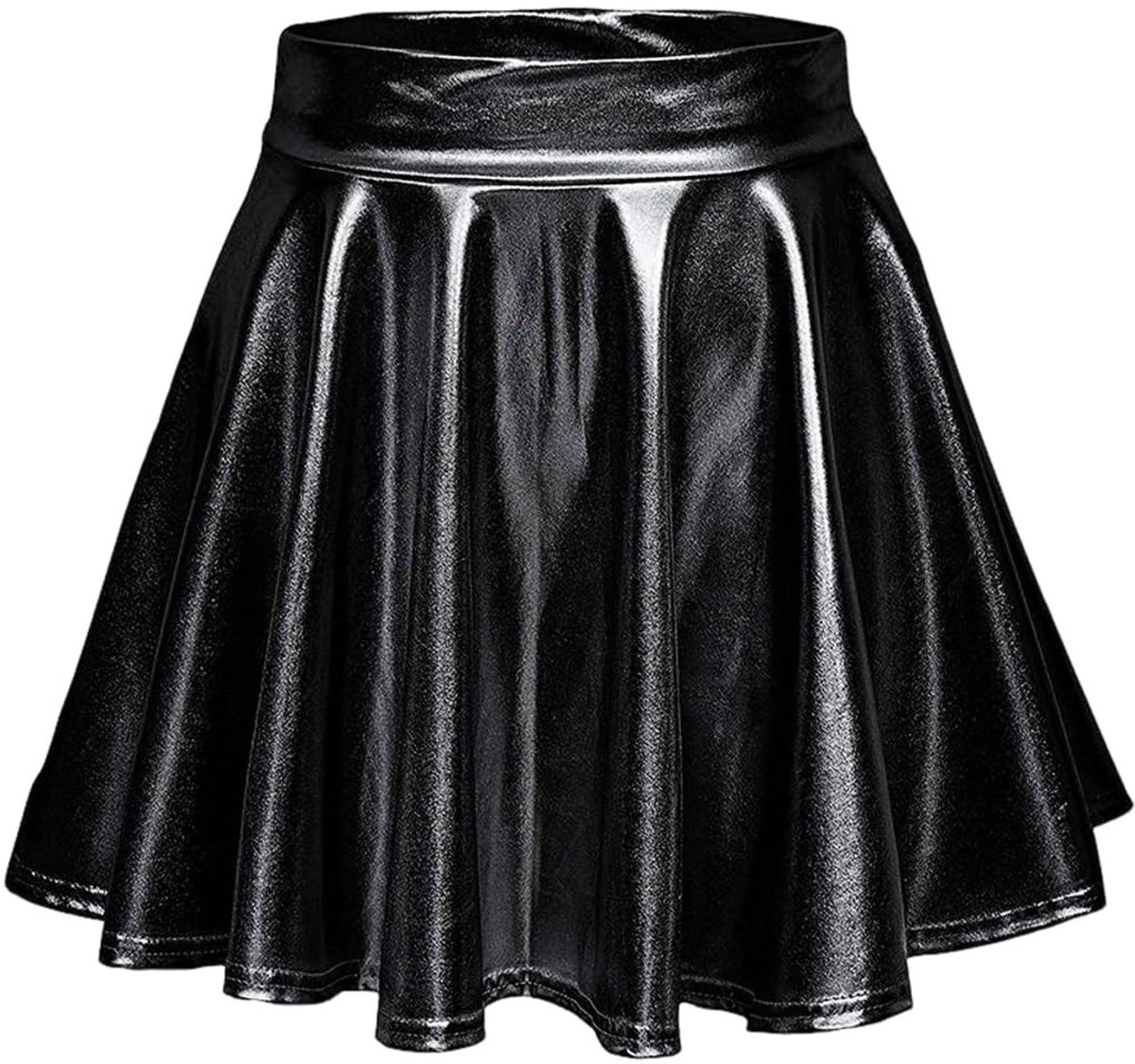 Dailygoods- Minirok met metallic glans - Geplisseerde rok - Elastische damesrok - Hoge taille - Lichtgewicht - Geschikt voor feest/cosplay - Feestrok