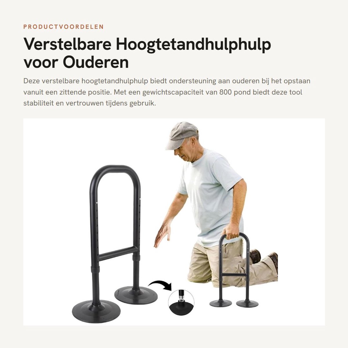Dailygoods- Hoogtetandhulphulp 800 Pond Capaciteit - Verstelbare Ondersteuning - Duurzaam Aluminium - Stabiliteit - Ergonomisch Ontwerp - Veilig en Betrouwbaar - Staande Hulp