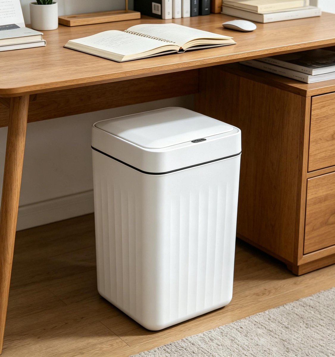 Prullenbak voor badkamer met 1 modus en deksel contactloze automatische sensor 16 liter kleine afvalbak slimme elektrische smalle plastic prullenbak geschikt voor woonkamer slaapkamer kantoor en keuken wit