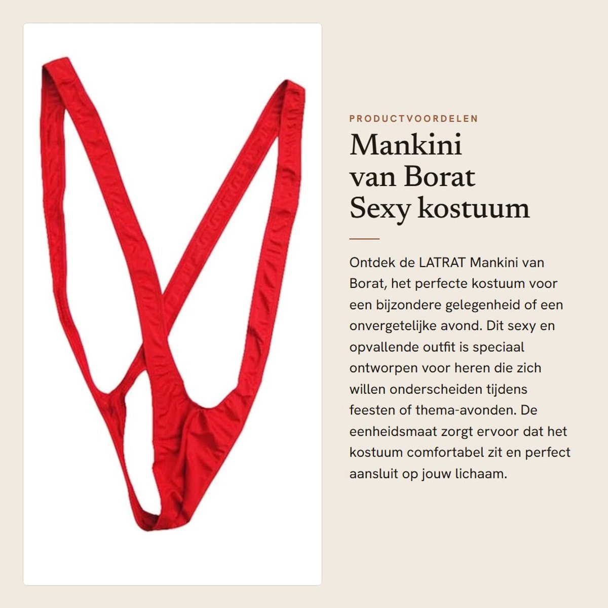 Dailygoods- Mankini - Eenheidsmaat voor Heren - Huidvriendelijk Elastisch Materiaal - Sexy/Innovatief - Comfortabel - Geschikt voor de meeste Mannen - Zwembroek