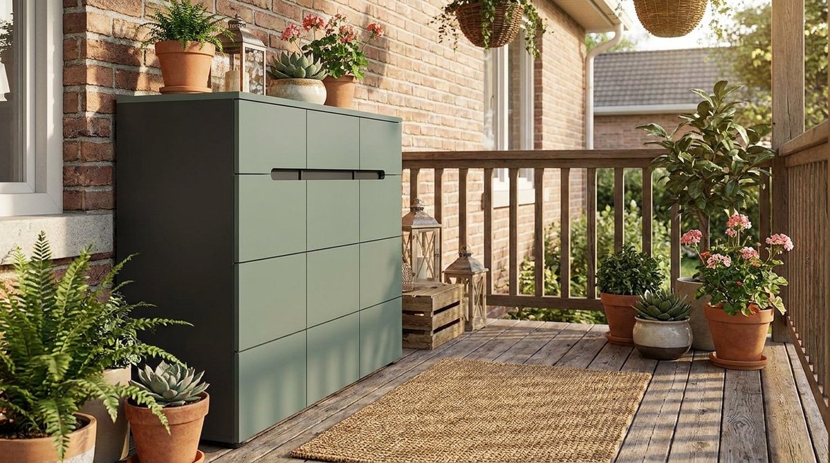 Schoenenkast House&Garden Oslo Groen & Basaltgrijs - 120 cm Breed - Schoenenkast met 3 Deuren, 3 Lades en 9 Verstelbare Planken - Opbergruimte voor 24 Paar Schoenen - Moderne Schoenenopberger voor Hal, Gang en Slaapkamer