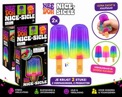 2x NeeDoh Ice Nice Sicle Squishy fondu – Jouet Fidget & Balle anti-stress – Jouet sensoriel super doux en forme de glace – Couleurs assorties – À partir de 3 ans