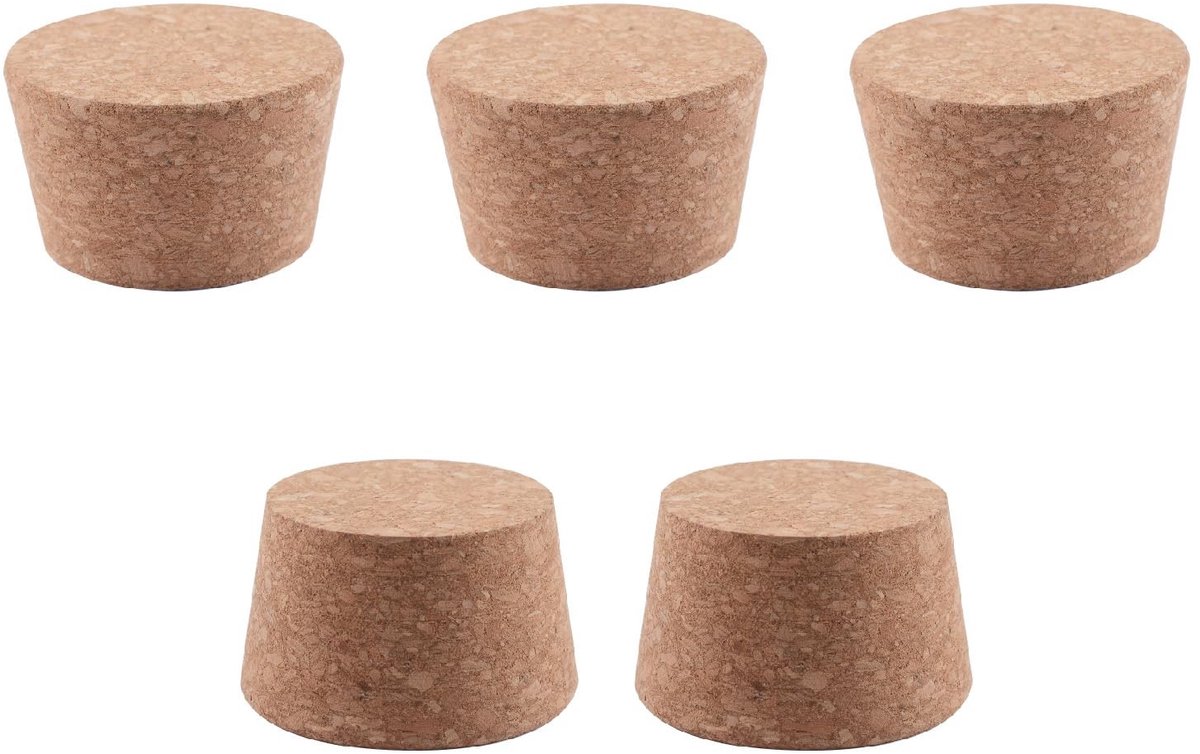 Dailygoods- Kurkstoppen 5 Stuks - Houten Wijnflesstoppen - Vervangende Kurken - Natuurlijke Kurk - Flesaccessoires - Premium Kwaliteit - Flesstop