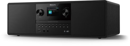 PHILIPS TAM6500 Watt micromuzieksysteem, Bluetooth 6.0, Auracast, DAB+/FM-radio, CD/USB/audio-ingang, Bassreflex-luidsprekers, kleurenscherm, afstandsbediening, gerecycled plastic – Zwart
