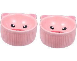 Voerbak Hamster - Voerbakje Rat - Dieren Voeren - Keramisch Materiaal - 8x8x4 cm - Roze