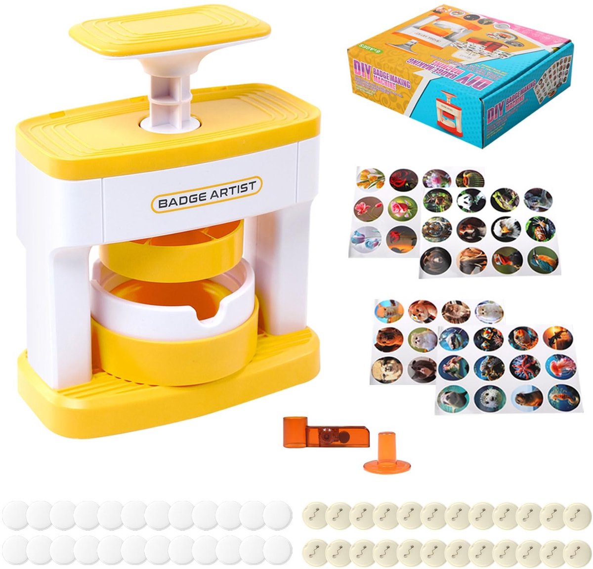 Dailygoods- Badgemachine 55 mm - Badgemaker met 48 badges - Doe-het-zelf - Machine voor het maken van badges - Cirkelknoppen - Creatief en gebruiksvriendelijk - Badge Maker