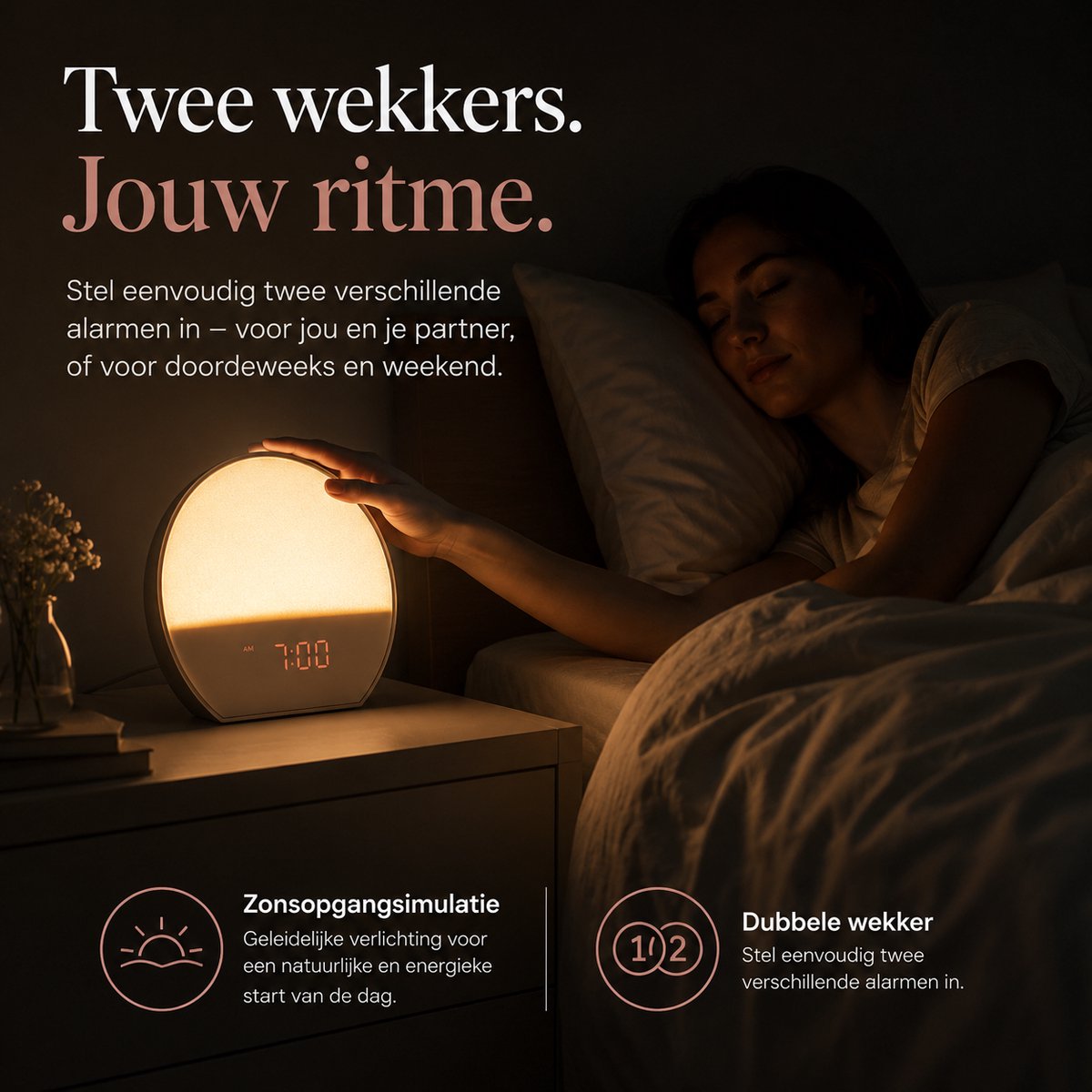 Wake up Light - Digitale wekker - Wekkerradio - licht wekker — cadeau in Wonen & Interieur - foto 3