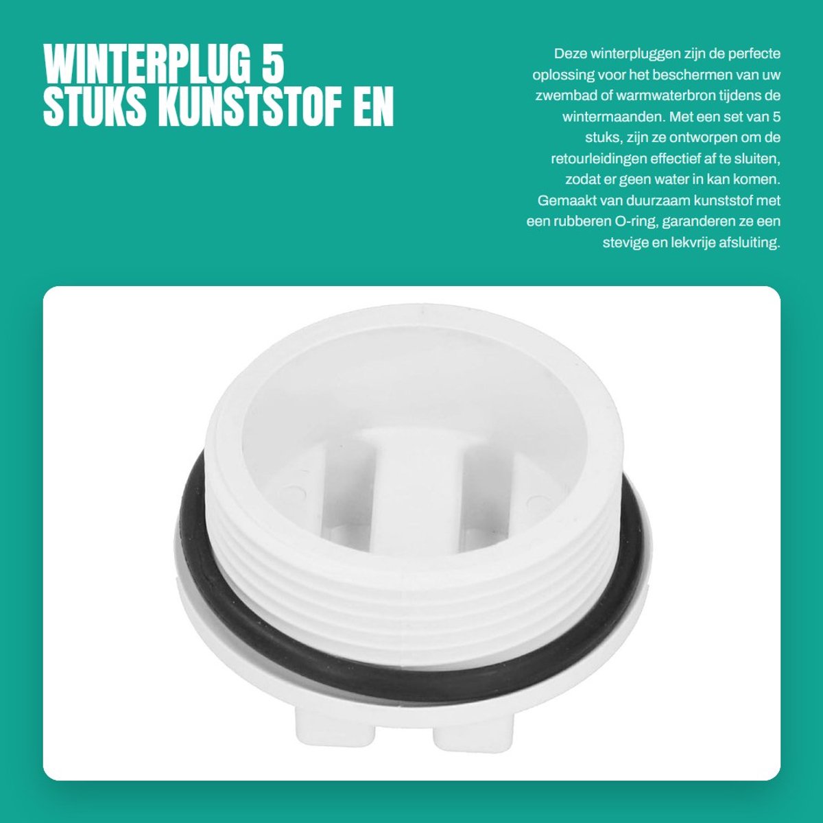 Dailygoods- Winterplug 5 stuks - Afvoerplug - Kunststof met rubberen ring - Voor zwembad/spa - 1,5 inch - 5,5x3,3 cm
