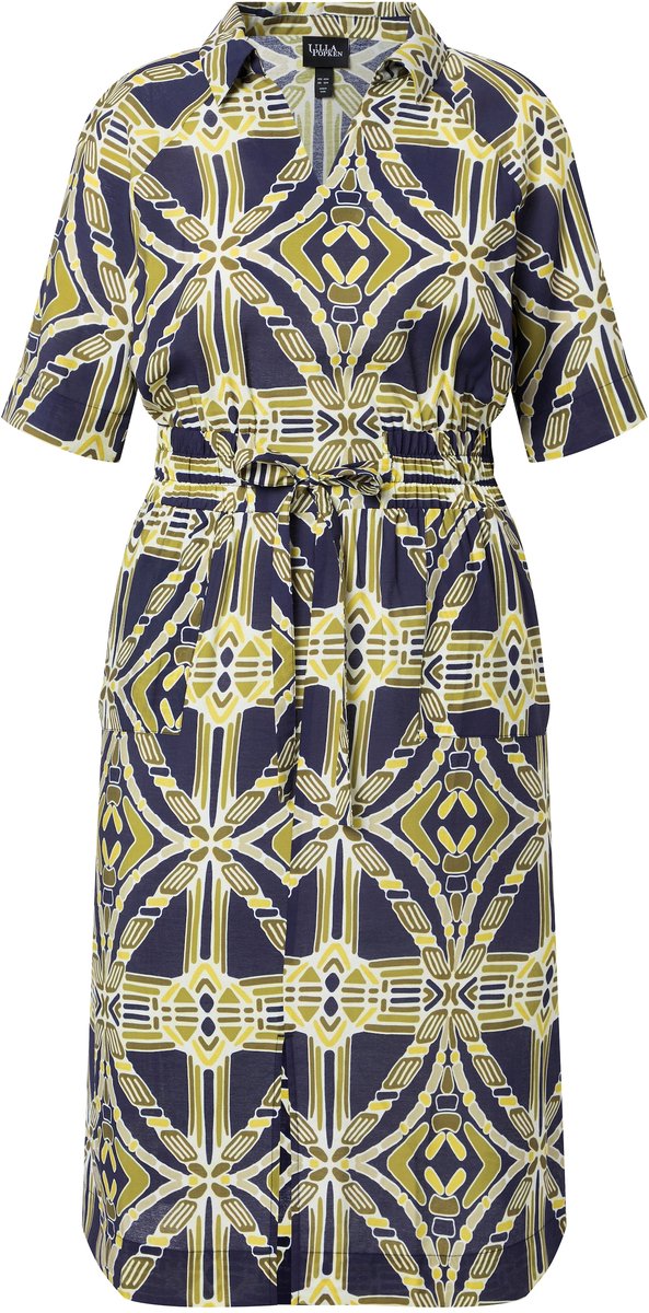 Ulla Popken - Dames - Midi-jurken - Marine - Maat 42+