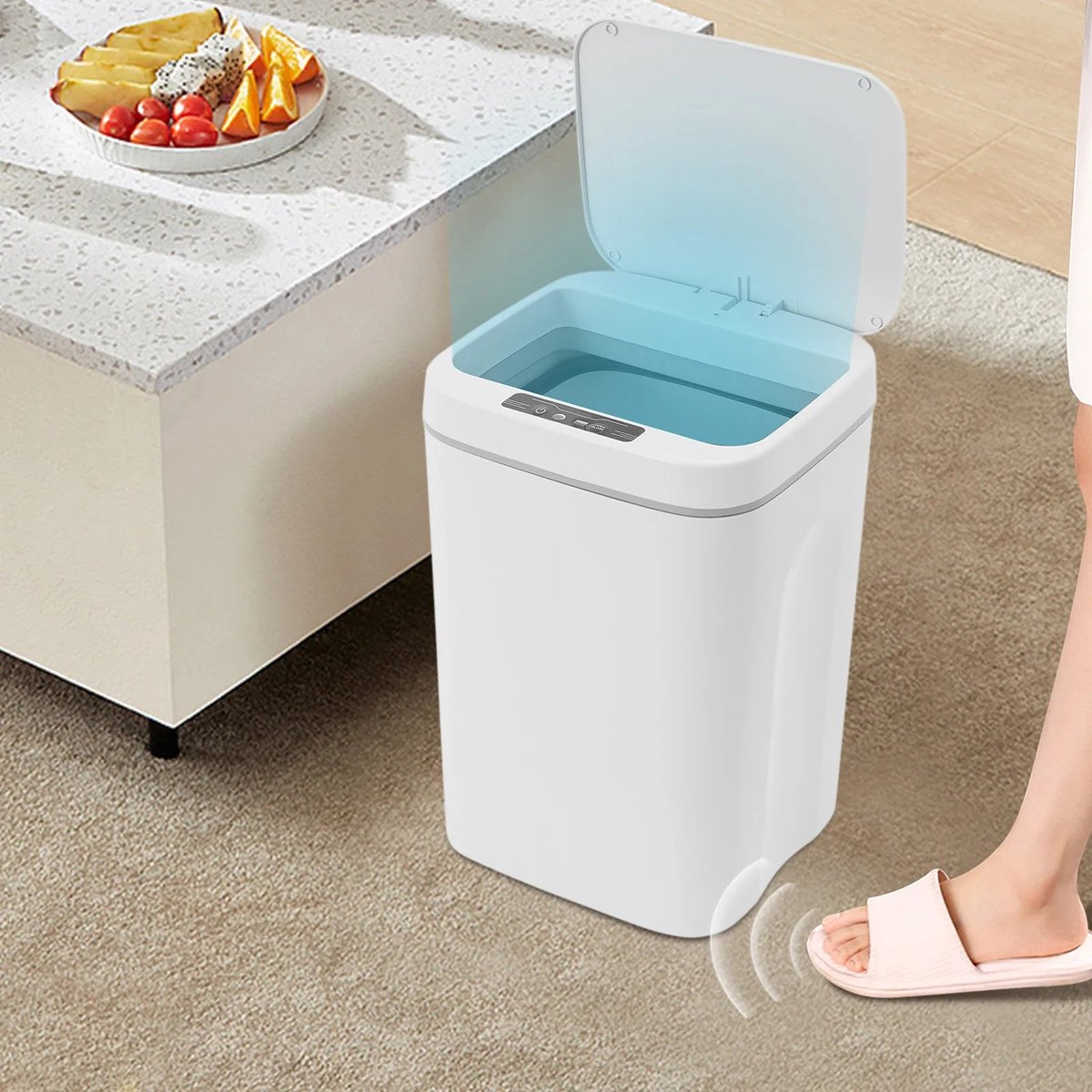 Dailygoods 16L Automatische Sensor Afvalbak, IPX5 Waterdicht Aanraakloze Automatische Open Afvalbak met LED Verlichting