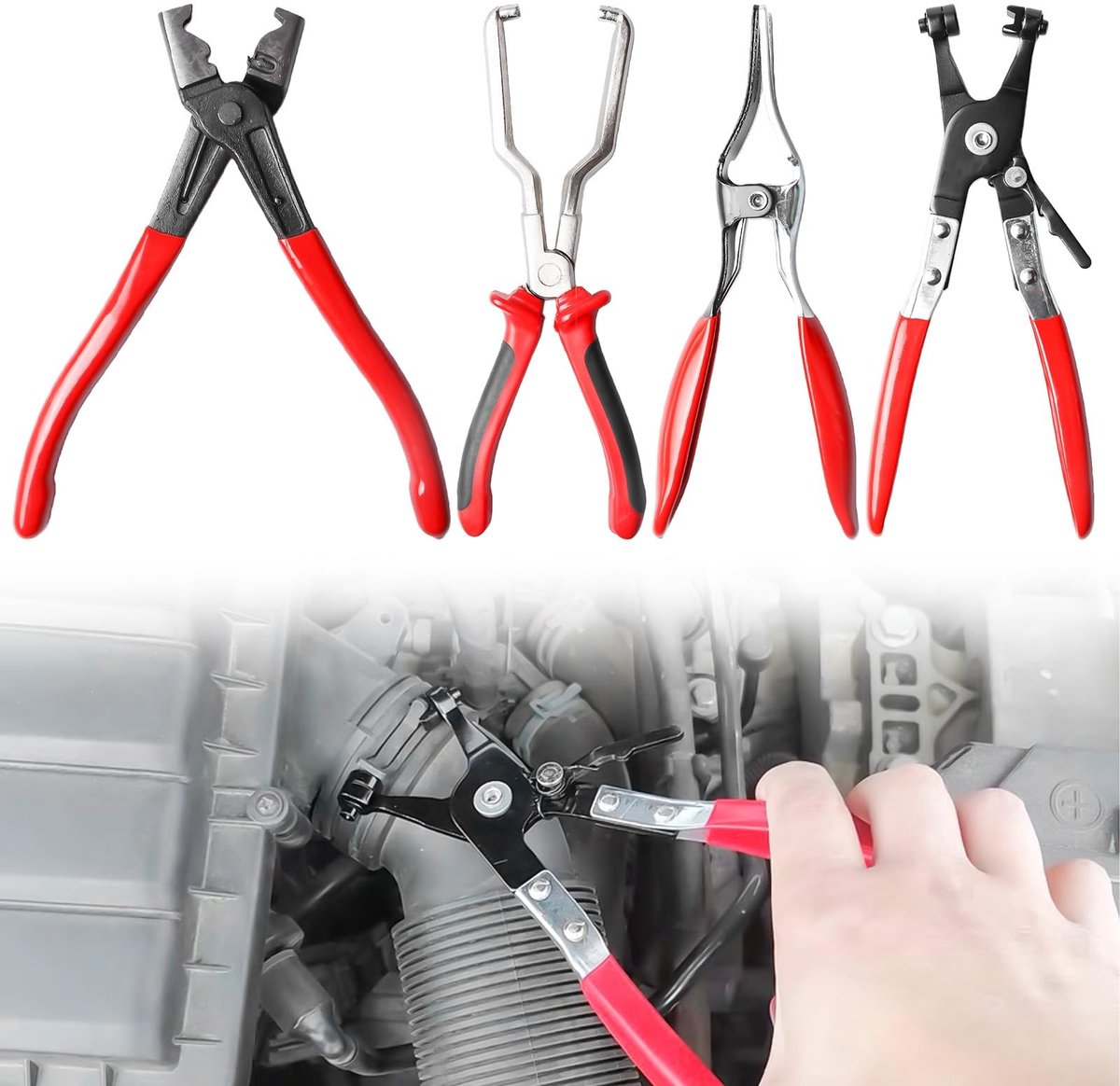 Dailygoods- Slangklemtang Set - Slangverwijderaar - Autoklemtangset - Robuust Koolstofstaal - Ergonomische Handgrepen - Duurzaam en Comfortabel - Gereedschapset