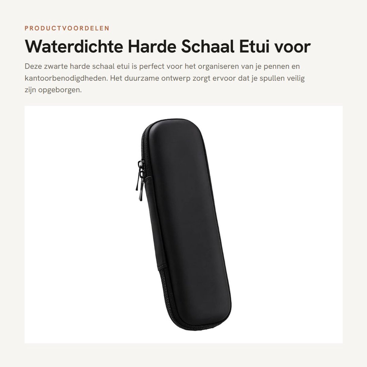 Dailygoods- Etui Harde Schaal - Waterdichte Pennenzak - Multifunctionele Opbergtas - Leer - 195 x 60 x 35 mm - Lichtgewicht en Slijtvast - Pennentas