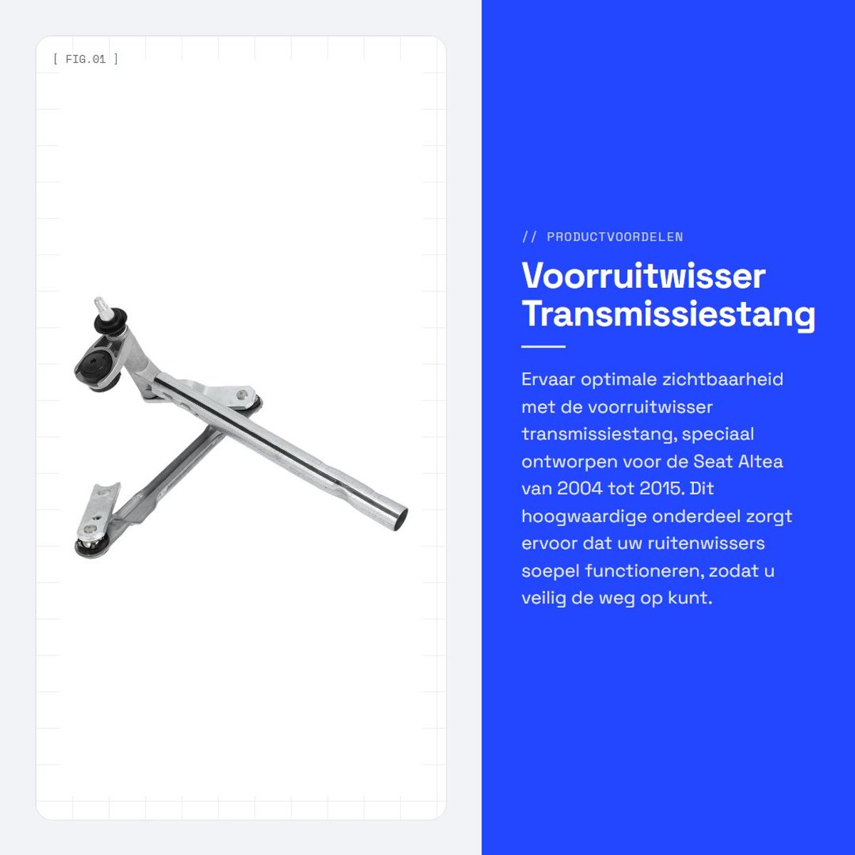 Dailygoods- Voorruitwisser Transmissiestang Sterk en Duurzaam - Vervangingsonderdeel - Metaal - Geschikt voor Seat Altea 2004-2015 - OE-nummer 5P0955601B/5P0955023H - Professionele Installatie Vereist - Ruitenwisserstang