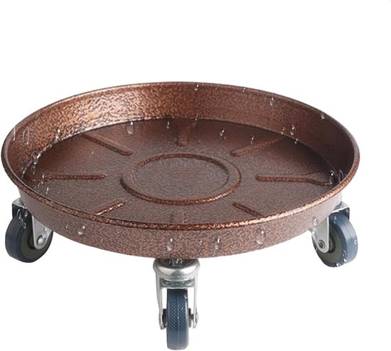 Bloempotstandaard met wielen - Plantroller metalen - Planten verplaatsen - Robuuste constructie - 30x30x7 cm - Zwart