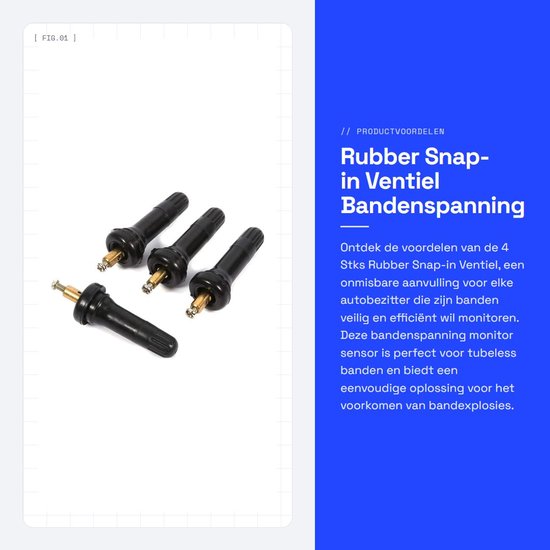 Dailygoods- Ventiel Snap-in - 4 Stks - Bandenspanning Monitor Sensor - Anti-explosie - Tubeless Banden - Duurzaam Materiaal - Bandenventiel