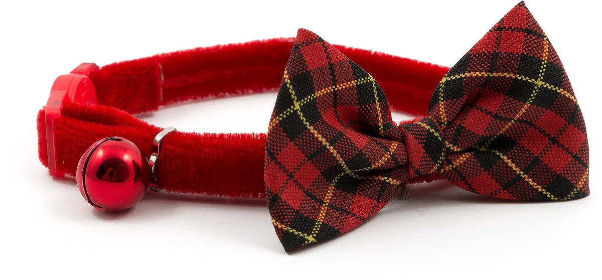 Kattenhalsband vintage strik - Schots patroon - comfortabel en verstelbaar - stijlvol voor jouw kat - ShopVlot