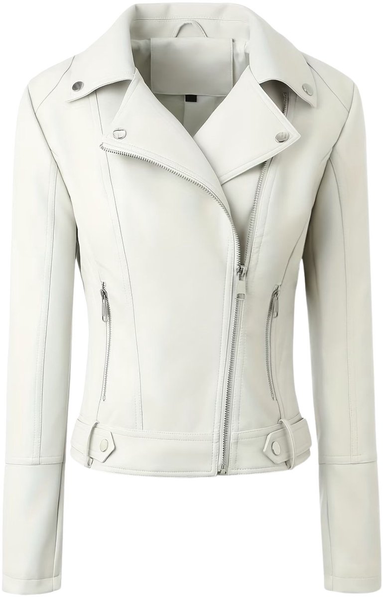 Currero Kunst Leren Jas Leather Jacket Lederen Jas Bomberjack Pilotenjack Blazer Biker Motorjas Motormuis Dames Melkachtig