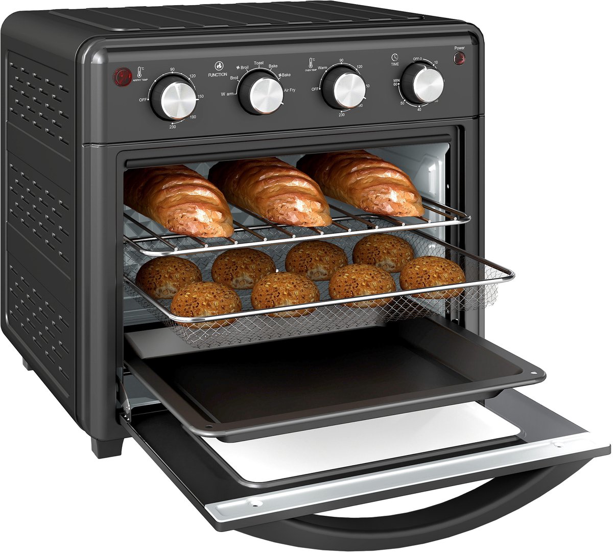 Sogiol® Mini Oven en Heteluchtfriteuse - 30L - airfryer, 90-230°C - 7 Programma's - Zwart