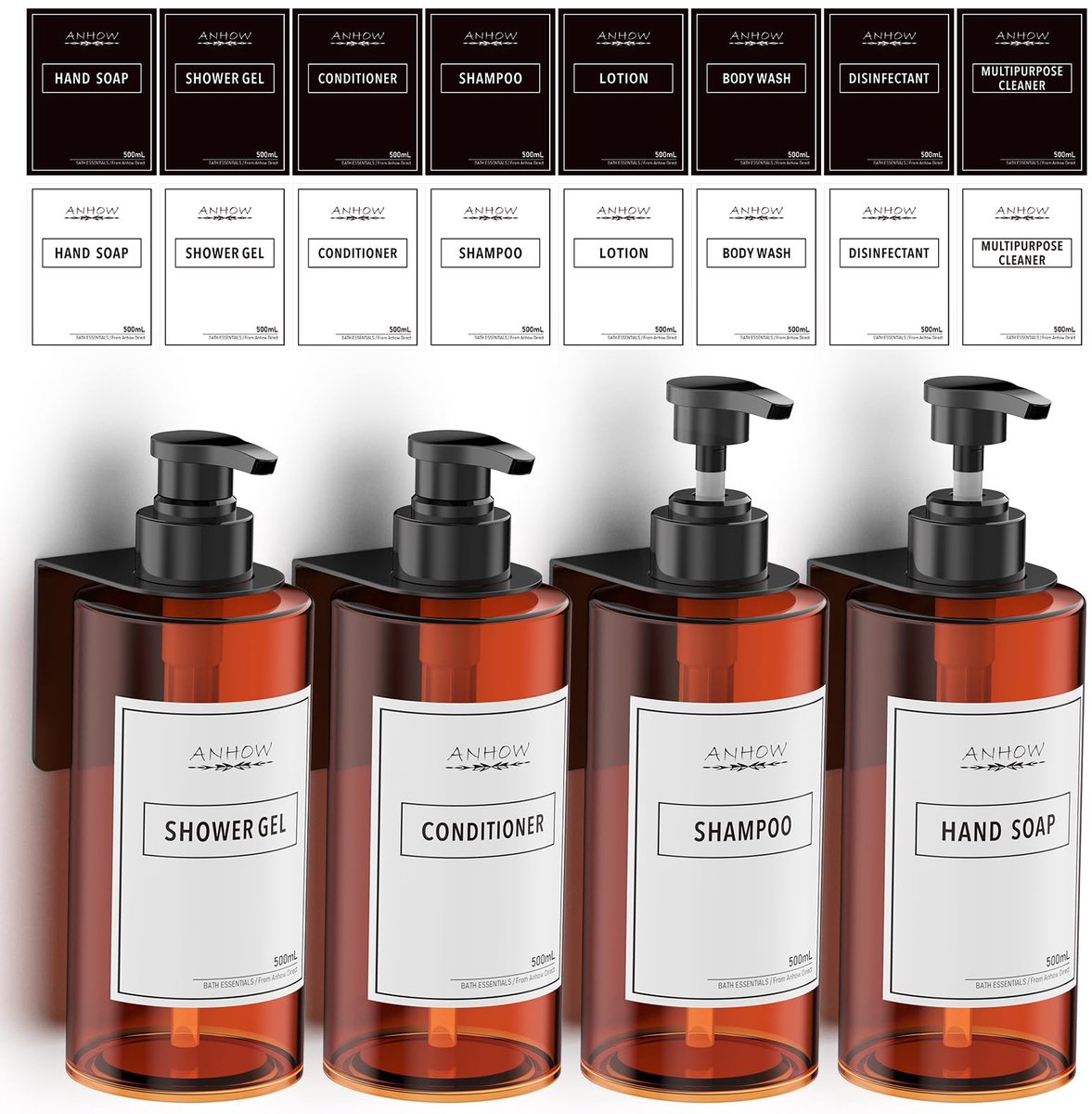 Zeepdispenser 500 ml - wandgemonteerd - bruin - zonder boren, ideaal voor keuken en badkamer - ShopVlot
