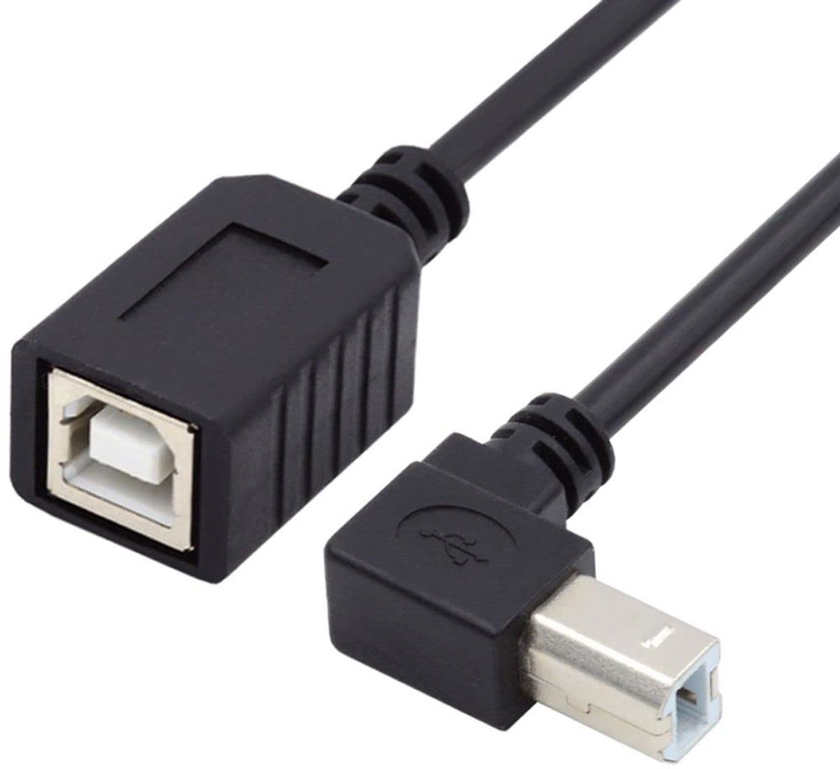 Printer Scanner Kabel 20 cm - USB 2.0 Type B Mannelijk naar Vrouwelijk - 90 Graden Hoekig - Ideaal voor Ruimtebesparing - ShopVlot