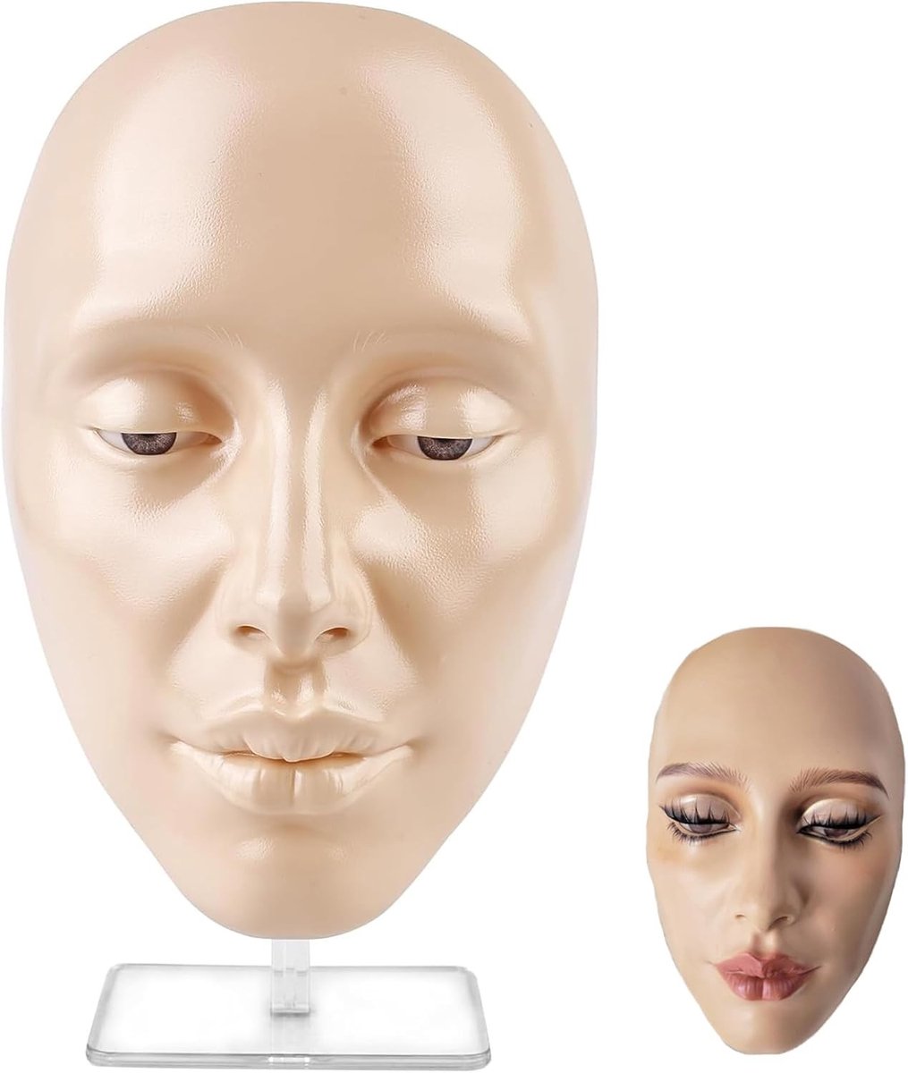 Sminkhoofd voor meisjes, silicone oefen gezicht voor make-up, herbruikbaar make-up oefenmodel, ideaal voor make-uptraining en creativiteit