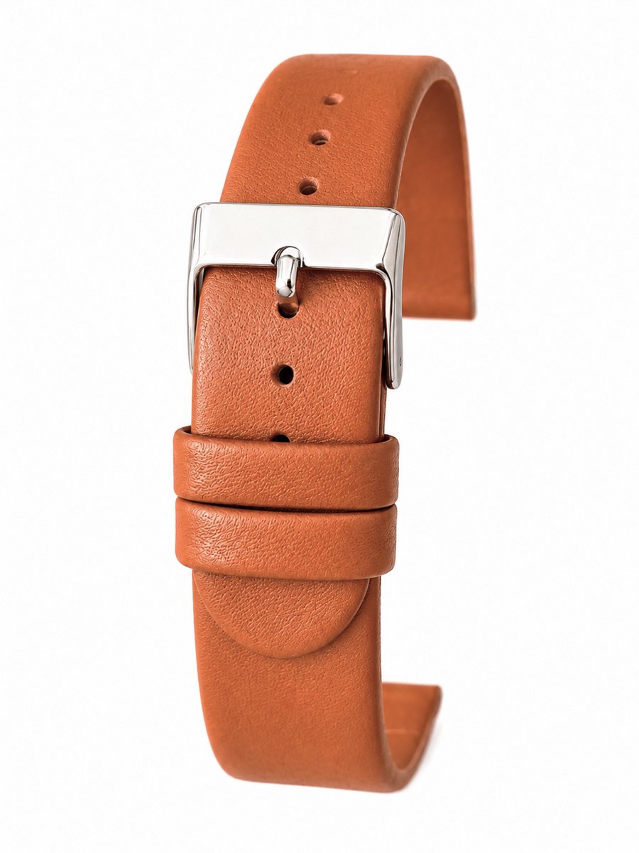 Horlogeband-horlogebandje-Licht Bruin-14mm-Echt Leer-Recht-Glad-Soepel-Zacht-Leer-Bruin-14 mm