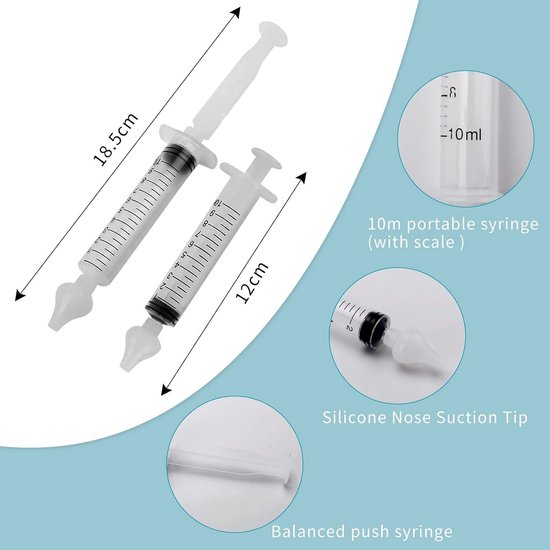 2 x Baby Spuit met 10 ml Schaal en Siliconen Neuszuigmond, Wasbaar en Herbruikbaar, Set van 2 voor Veilig Voeden en Verzorging — afbeelding 4